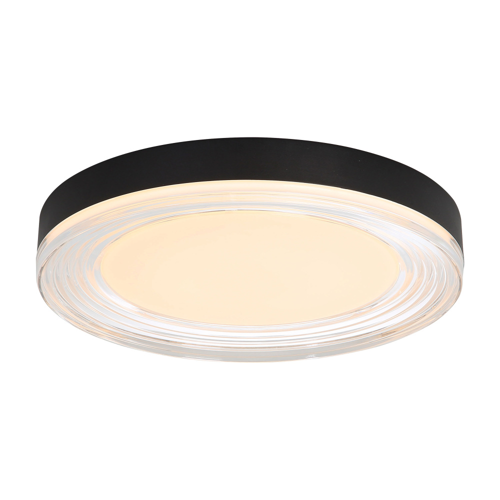Wry Lighting Ondulada Integrated LED 16in Flush Mount in Sand Black and Clear Glass